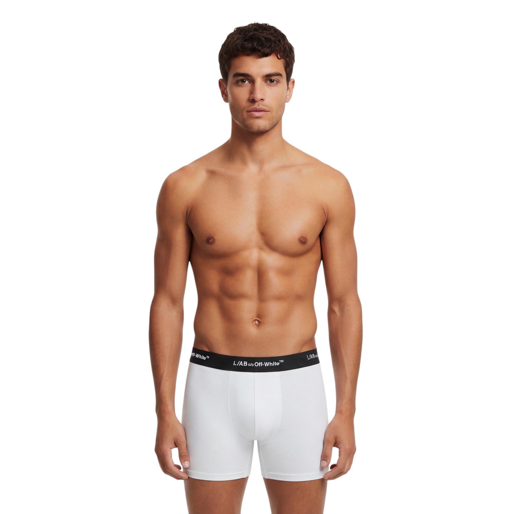 L/AB c/o Off-White Men's Horizontal Repeat 3" Trunk With Fly (3 Pack) - White - WHITE